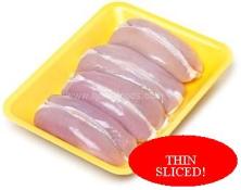 Chicken cutlets sliced thin