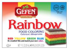 Kosher Gefen Rainbow Food Coloring 4 x 0.25 oz