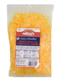 Kosher Miller's Fancy Shredded Mozzarella & Cheddar Cheese 8 oz