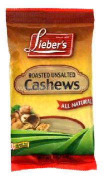 Kosher Lieber's Roasted Unsalted Cashews 8 oz