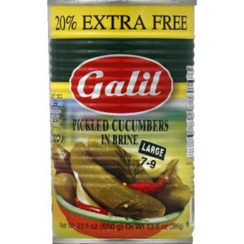 Kosher Galil cucumber pickles 7-9 in brine 23 oz