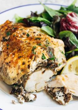 Kosher Stuffed Chicken Bottoms with Mushrooms with One Free Side Dish